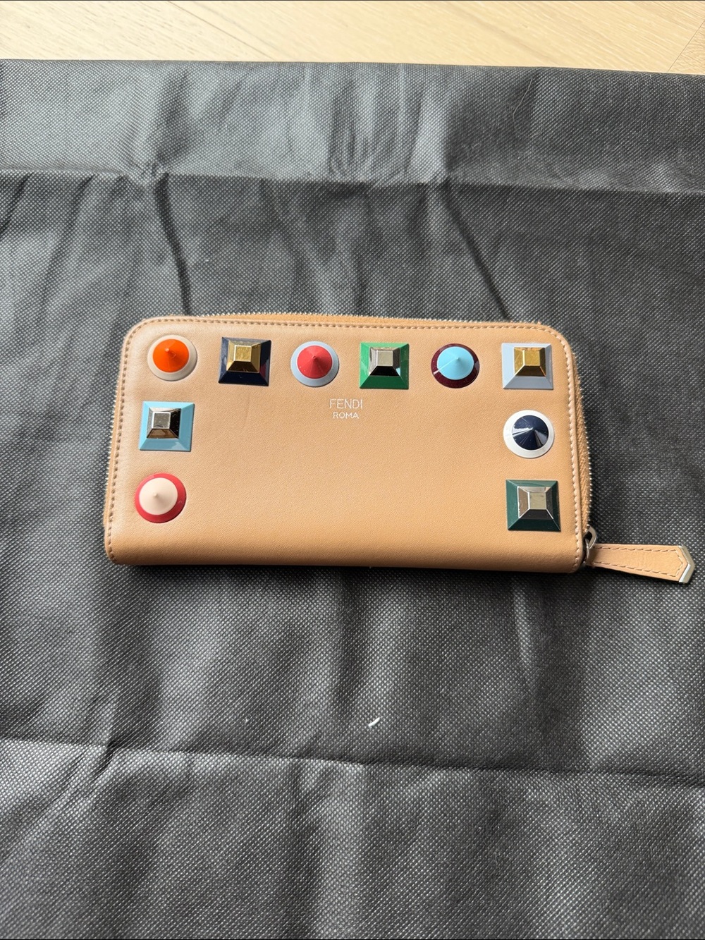 Fendi Fun Fair Multicolour Studded Leather Zip-Around Wallet